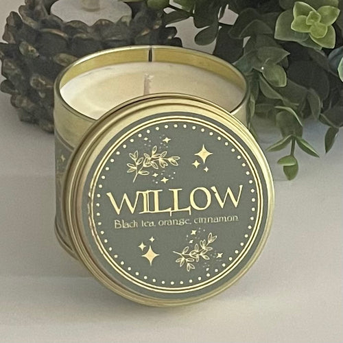 Bougie parfumée vegan sorcière, willow, cannelle, thé noir, orange
