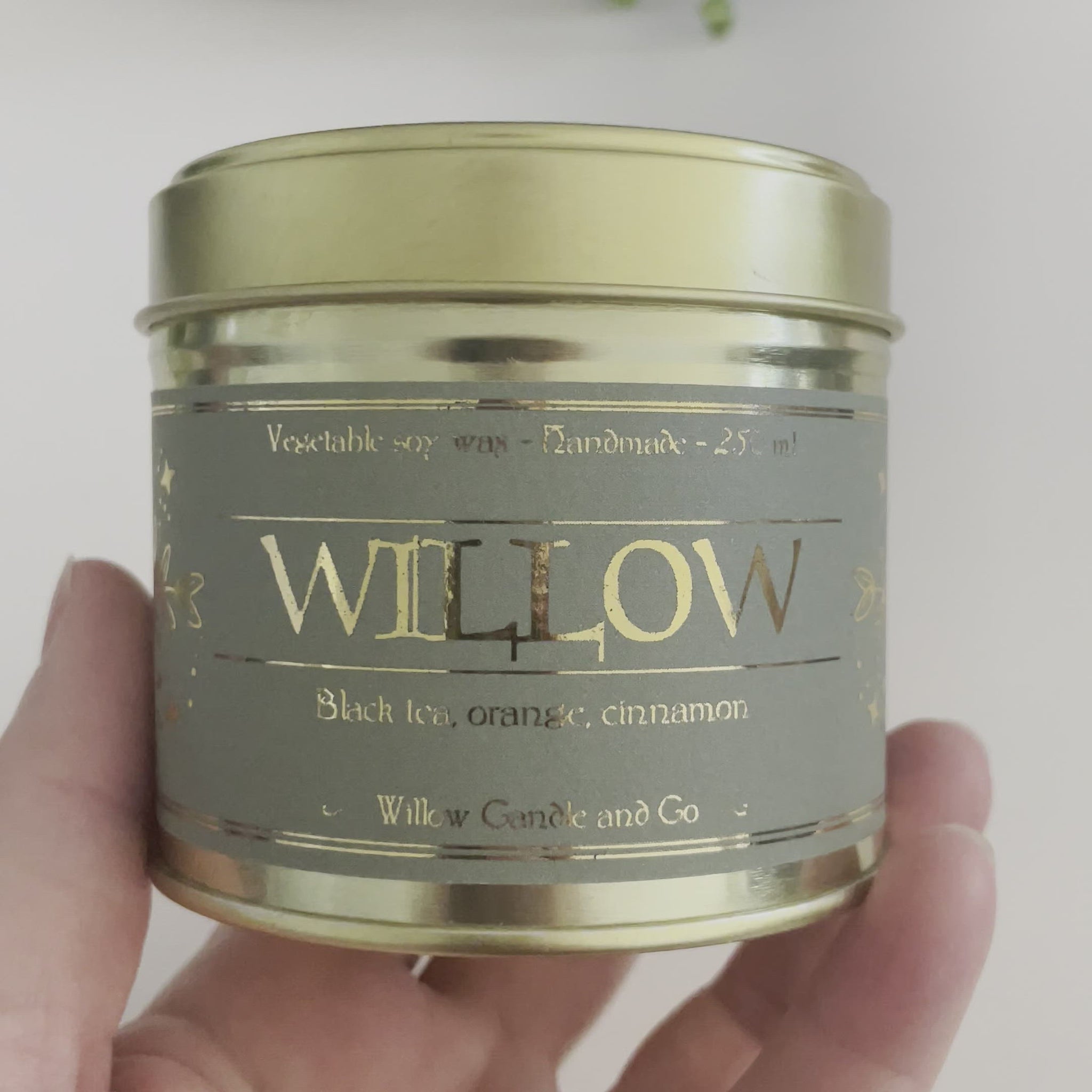 Bougie parfumée vegan willow thé noir, orange et cannelle, pour sorcières, sorcière buffy  Modifier le texte alternatif