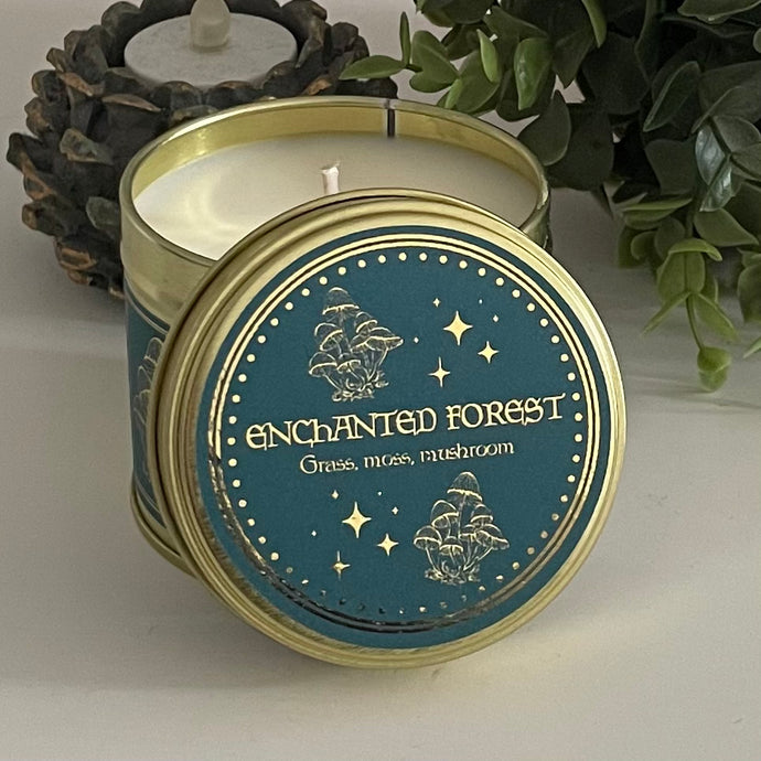Grass, moss, mushroom, witch, fairy cottagecore, fairycore aesthetic vegan soy wax scented candle